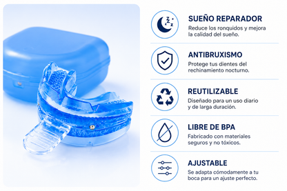 Protector Bucal Antirronquidos Ajustable – Férula Nocturna para Bruxismo