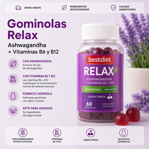 Gominolas Relax con Ashwagandha + Vitaminas B | 60 unidades