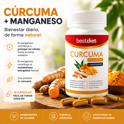 Suplemento Cúrcuma + Manganeso | 30 Cápsulas